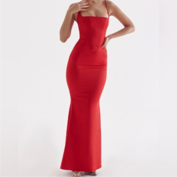 House of CB Dresses & Skirts - House of CB Olivette dress red size medium corset mermaid maxi satin glam